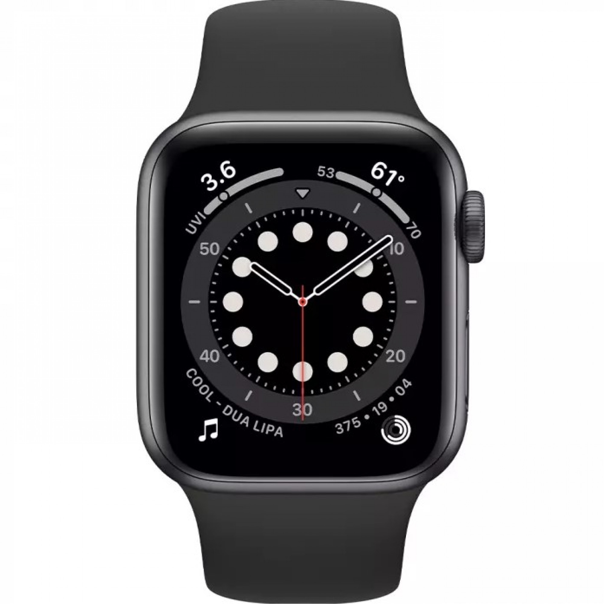 Apple Watch Series 6 40mm Space Gray Aluminum Case with Black Sport Band (MG133)